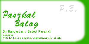 paszkal balog business card